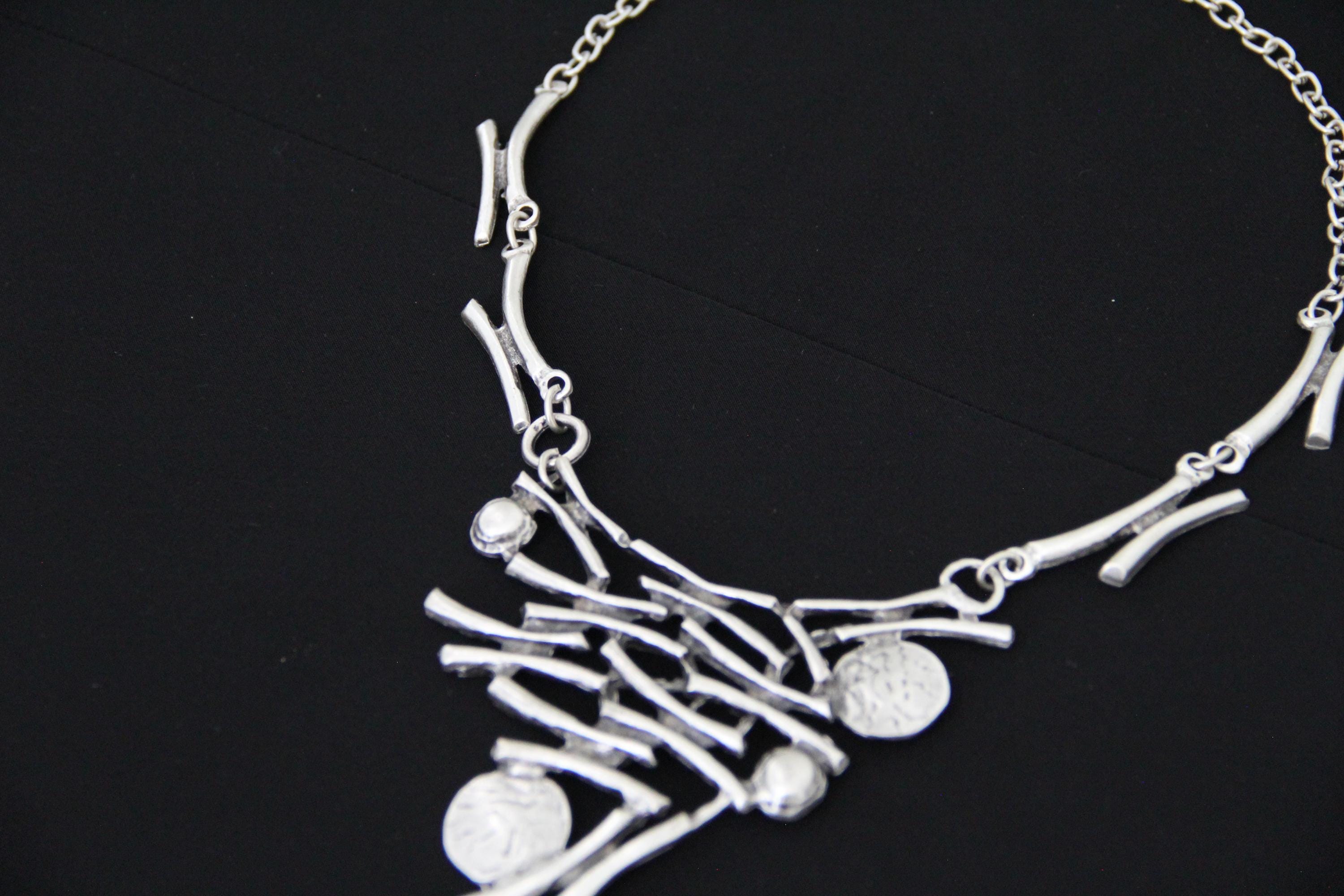 Abstract Geometric Handmade Statement Necklace