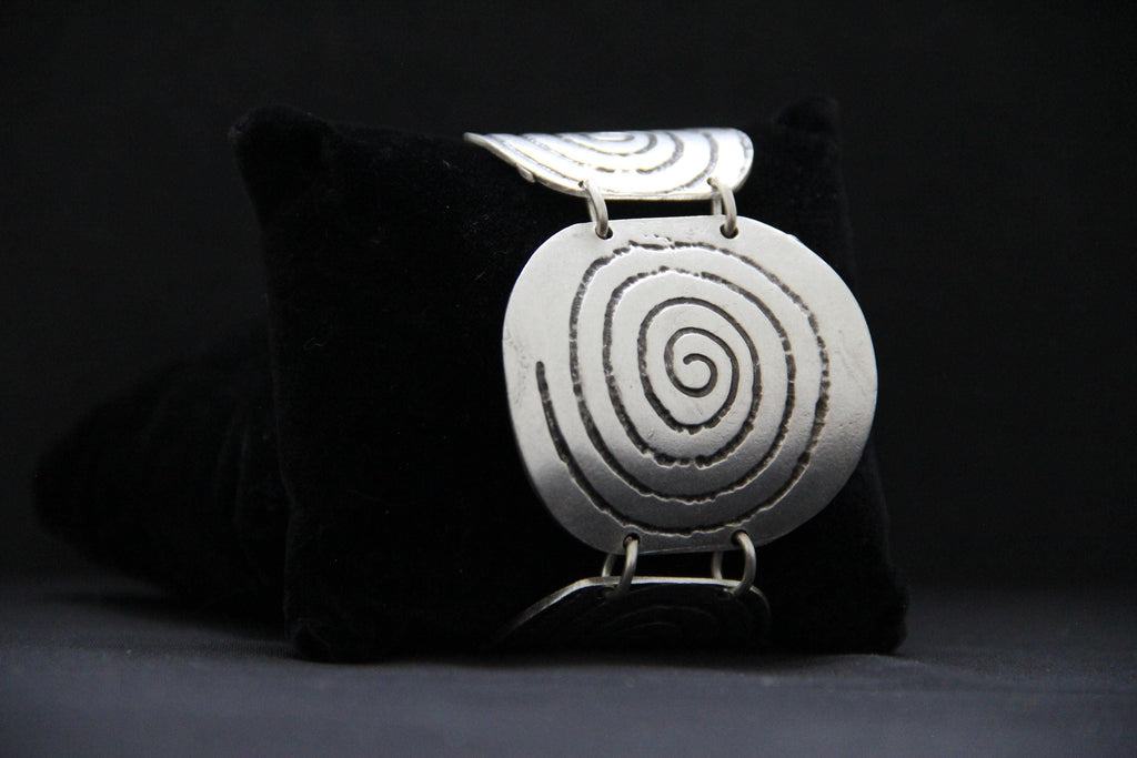Boho Style Engraved Silver Bracelet