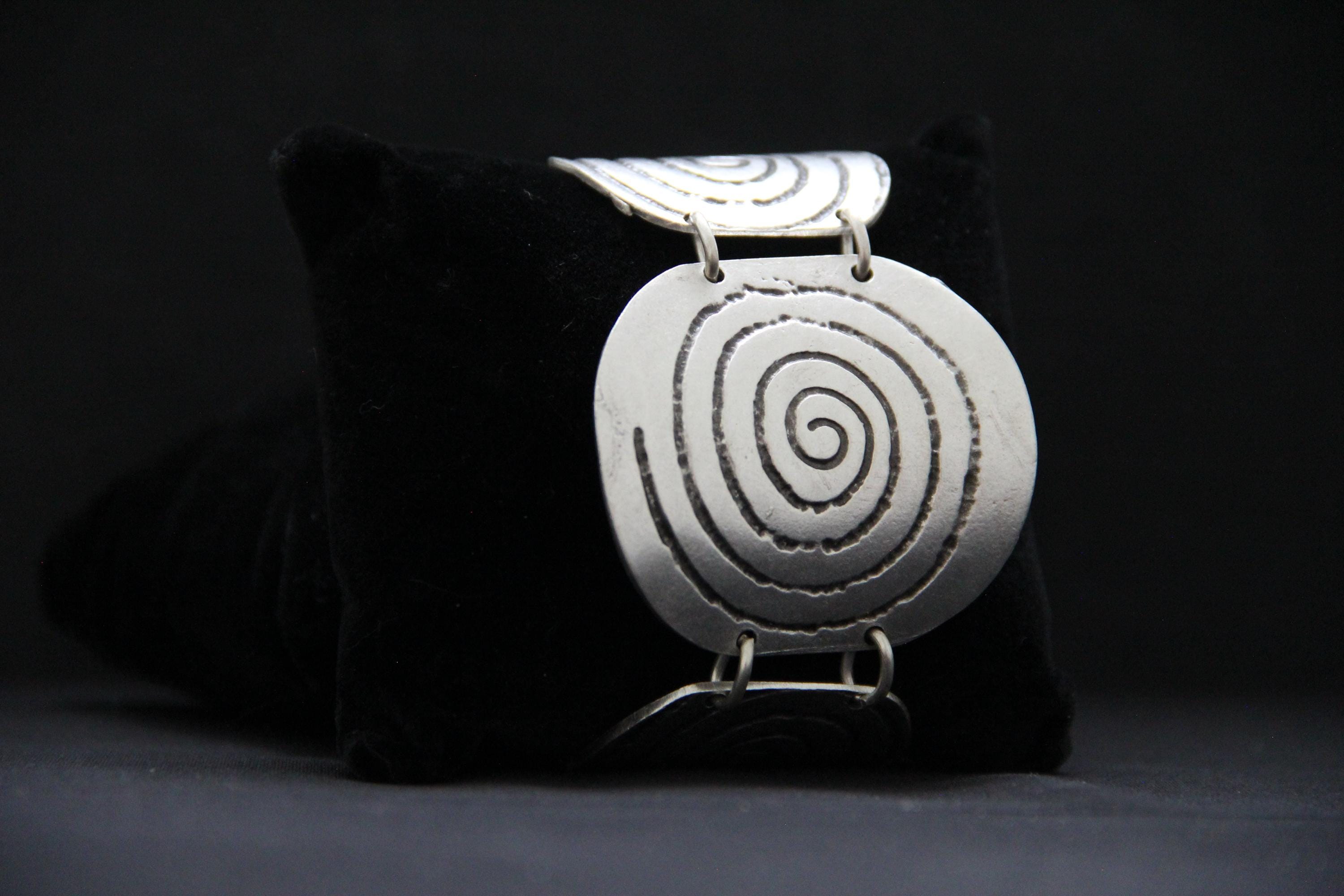 Boho Style Engraved Silver Bracelet