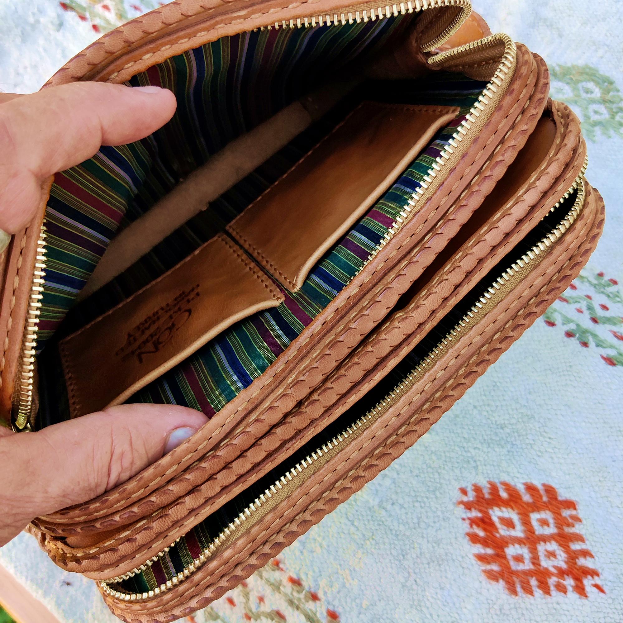 Brown Genuine Leather Woven Shoulder Bag