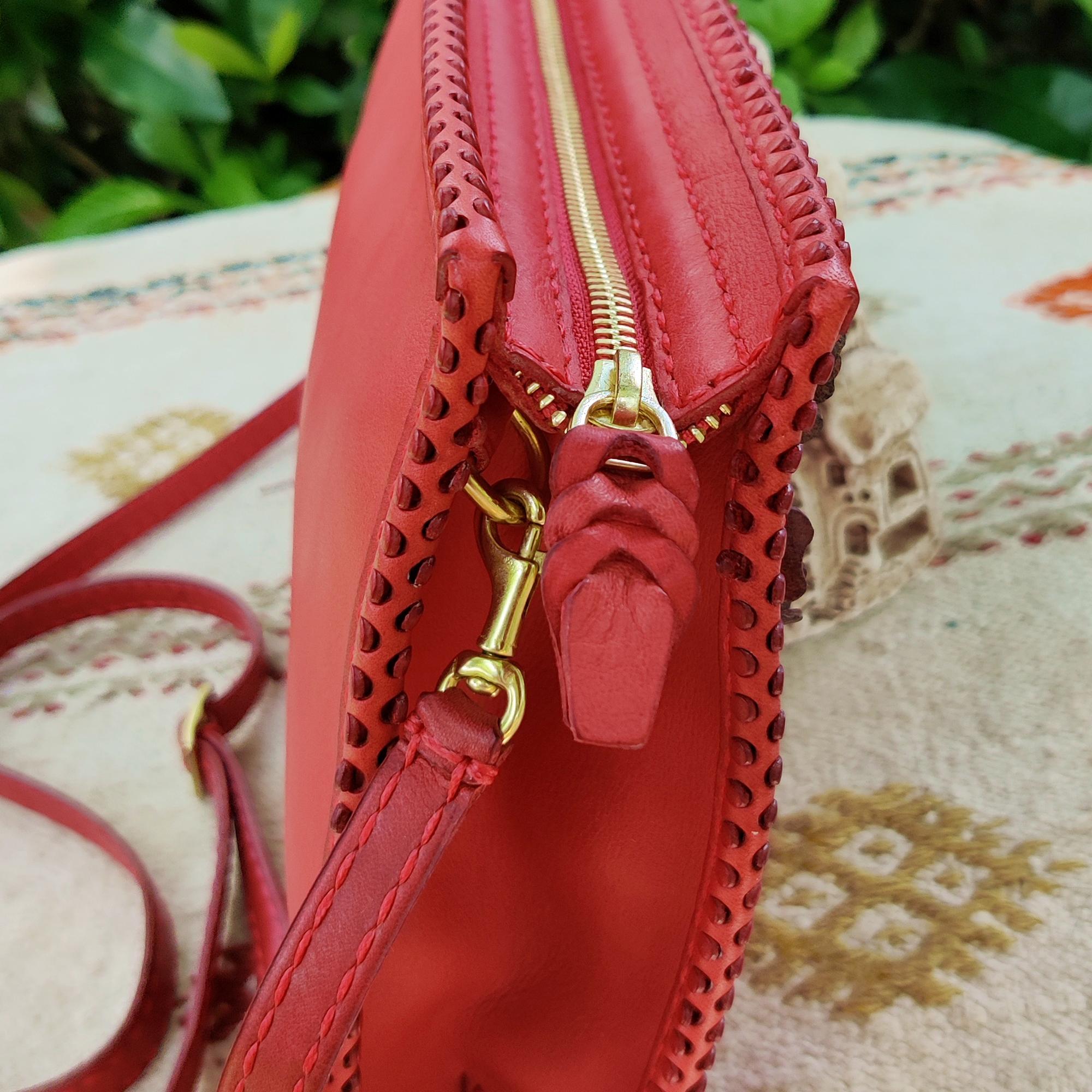 Genuine Red Leather Women Purse