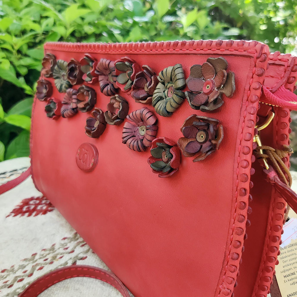 Genuine Red Leather Women Purse