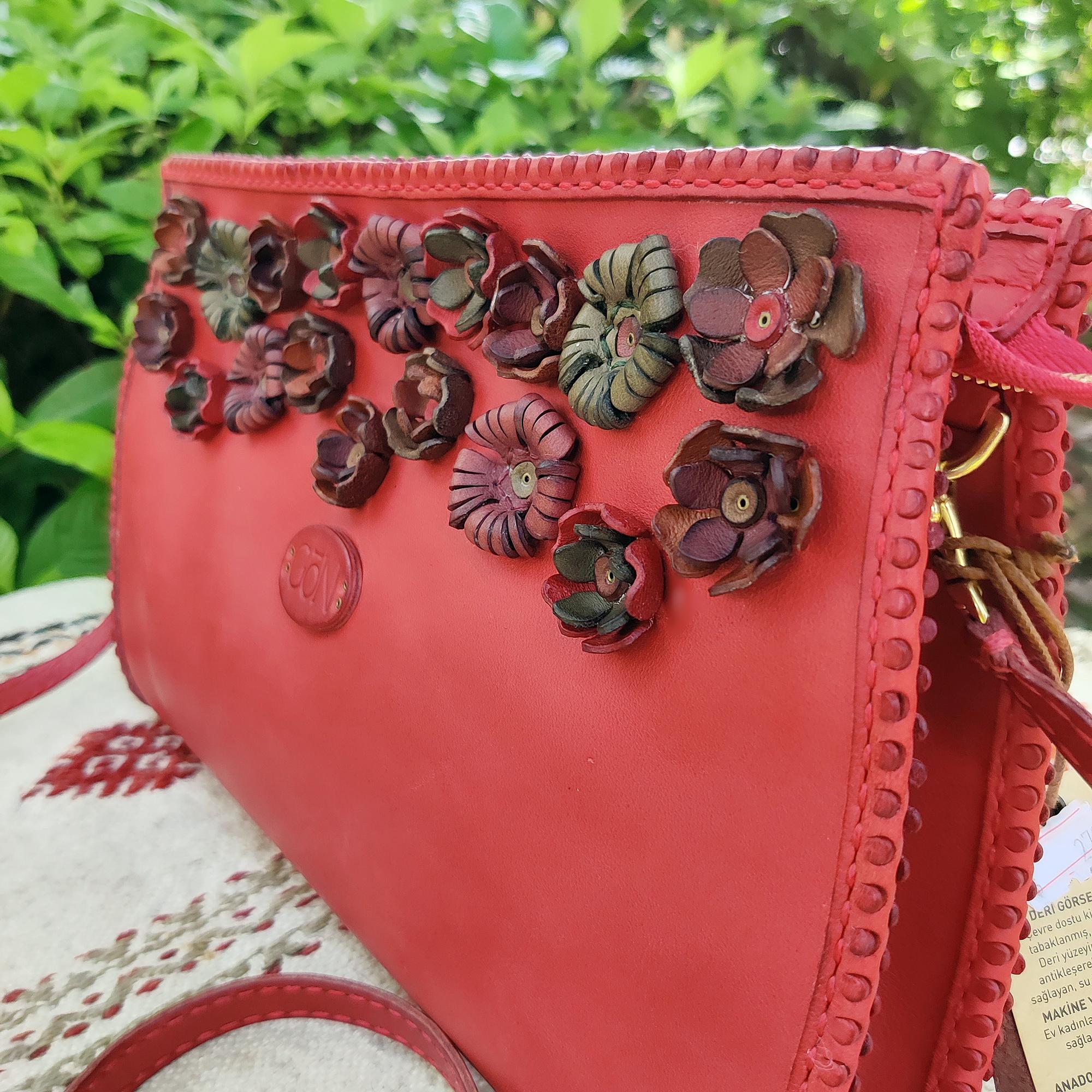 Genuine Red Leather Women Purse