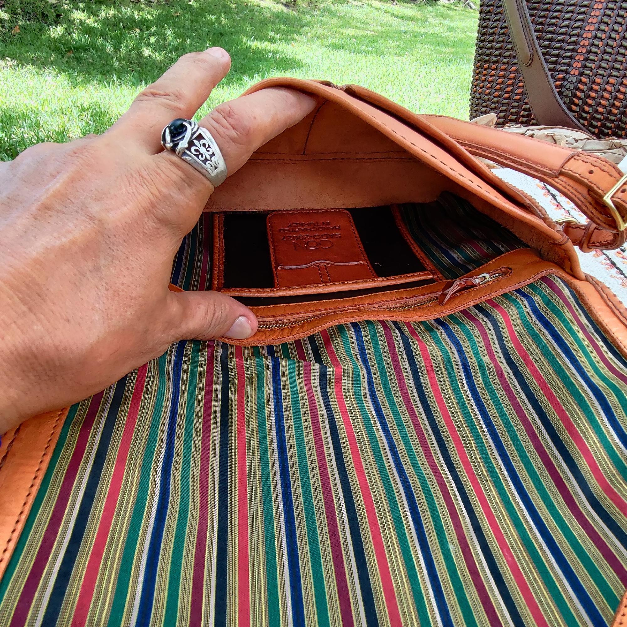 Genuine leather tan Colored  Unisex Leather Work Laptop Shoulder Bag