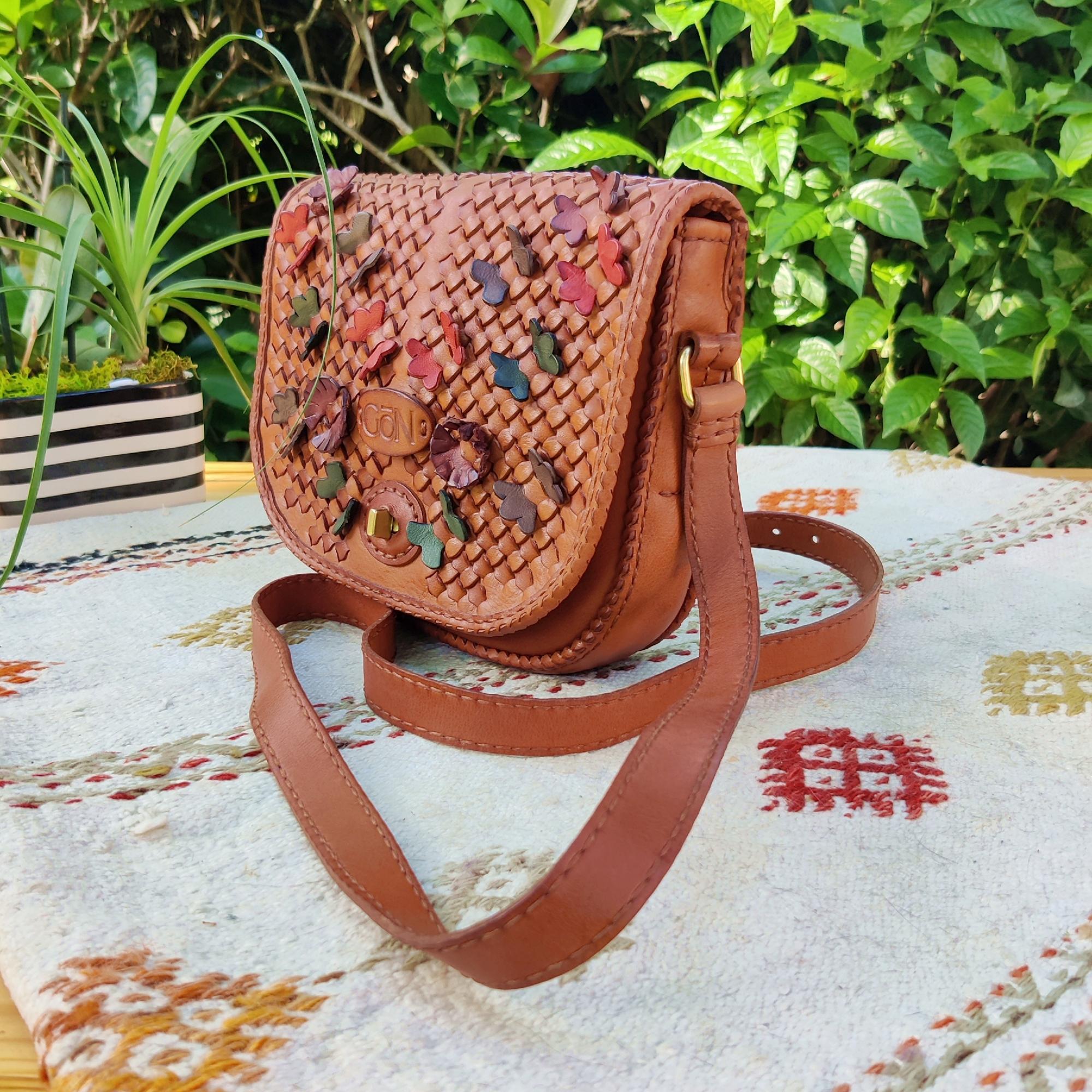 Brown Woven Leather Shoulder Bag