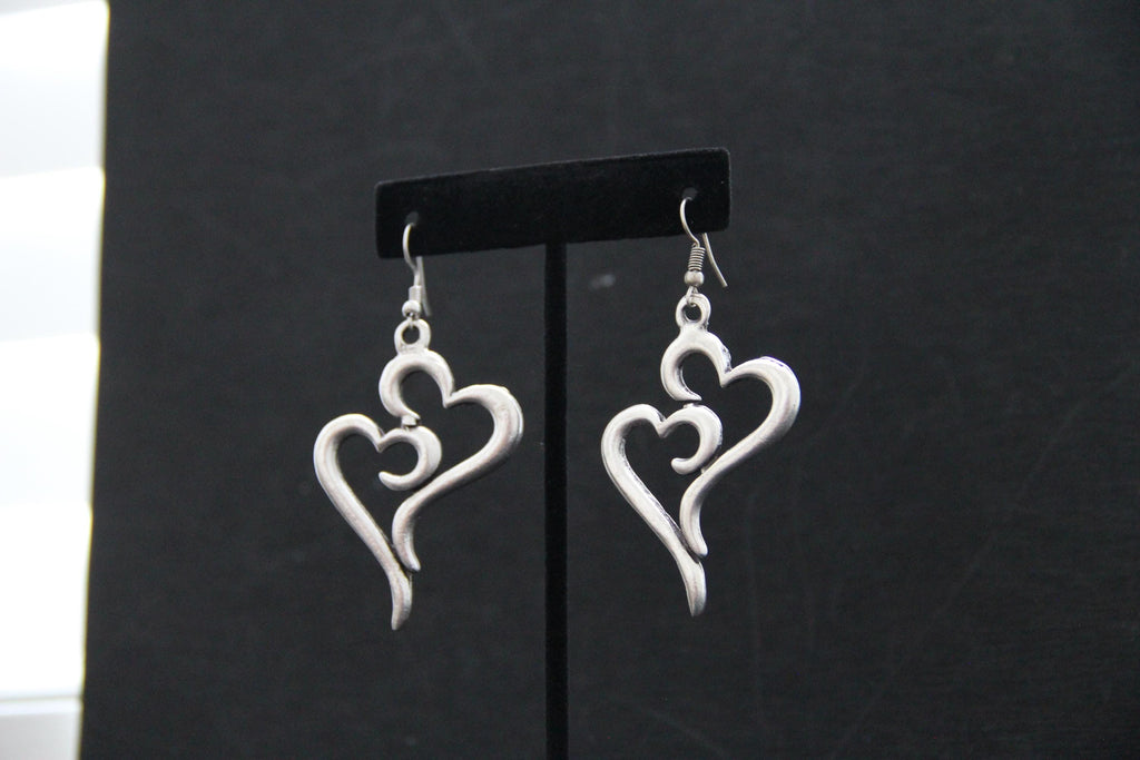 Large Heart Silver Earrings