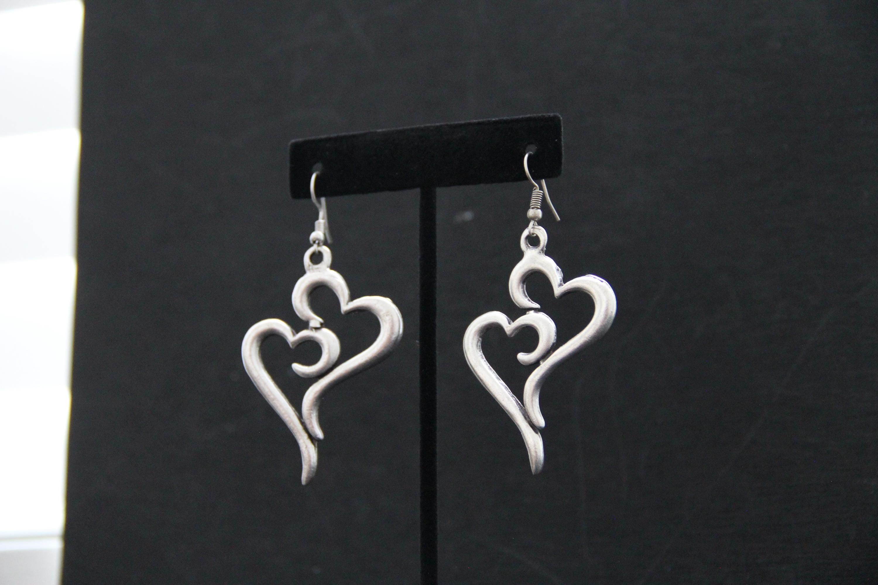 Large Heart Silver Earrings