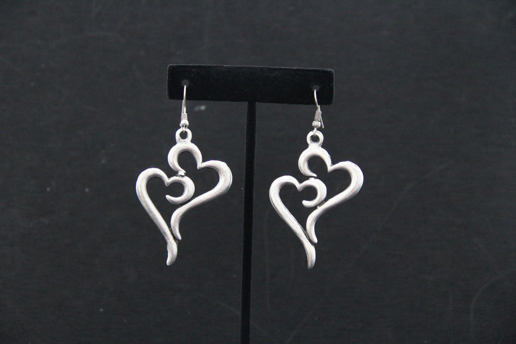 Large Heart Silver Earrings