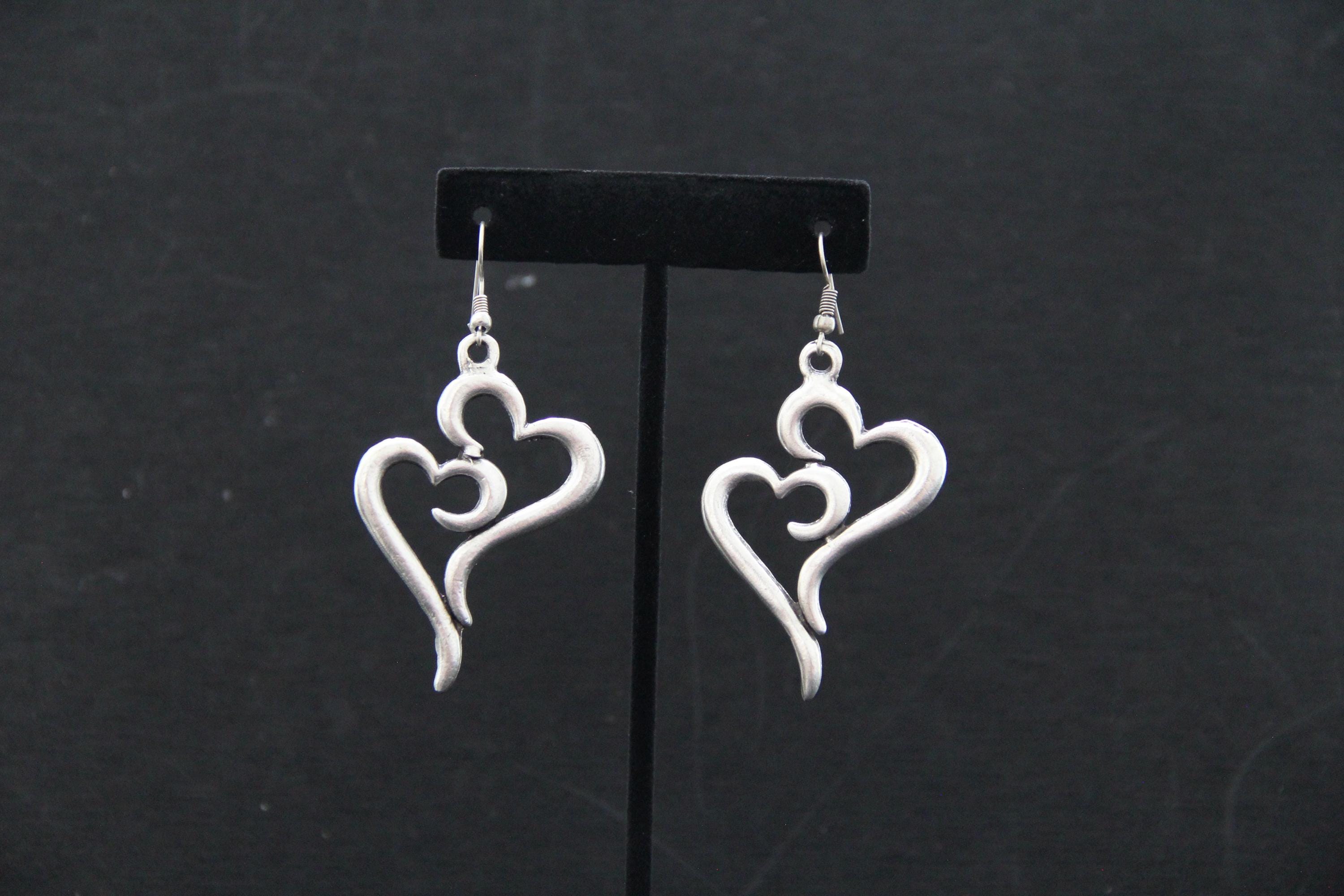 Large Heart Silver Earrings