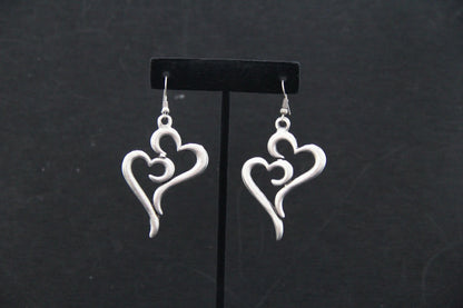 Large Heart Silver Earrings
