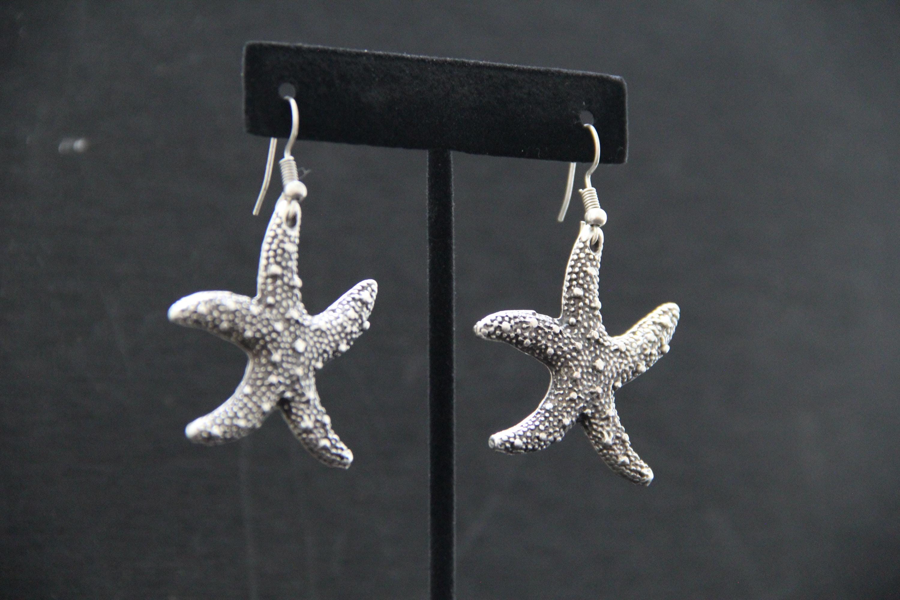 Long Dangle Starfish Silver Earring