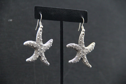Long Dangle Starfish Silver Earring