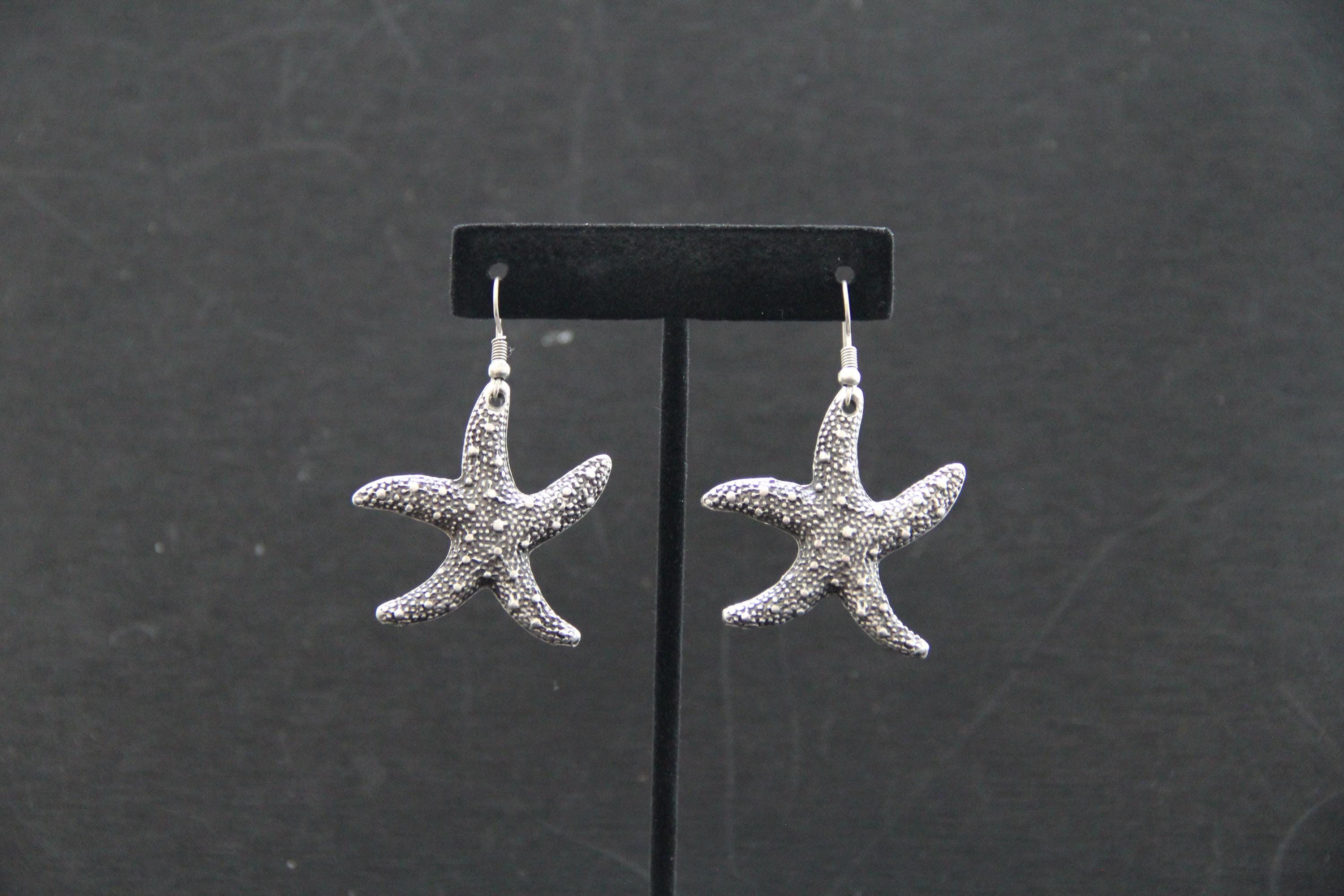 Long Dangle Starfish Silver Earring