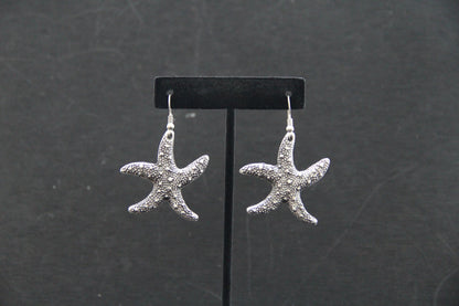 Long Dangle Starfish Silver Earring