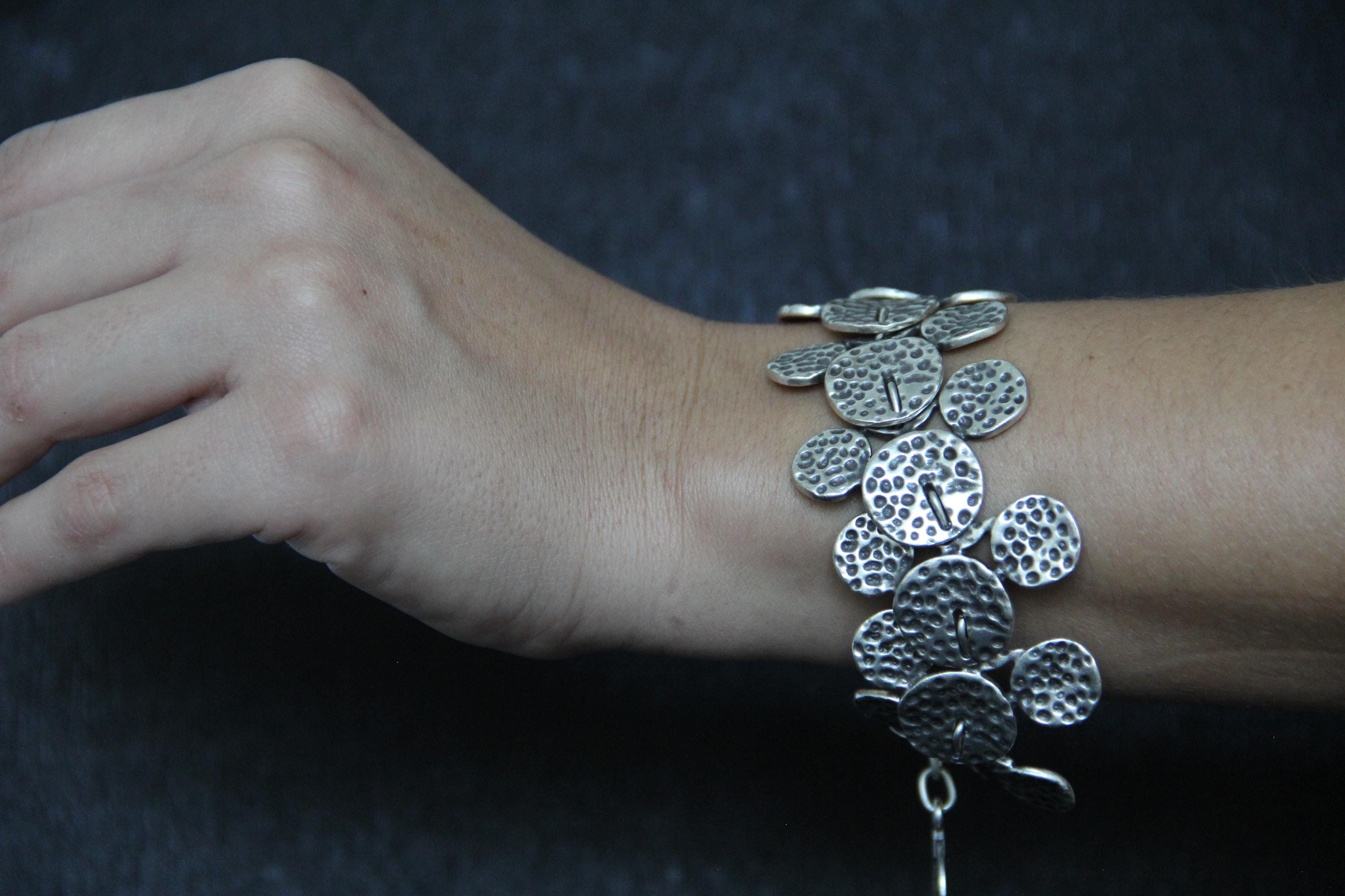 Hammered Silver Handmade Statement Bracelet