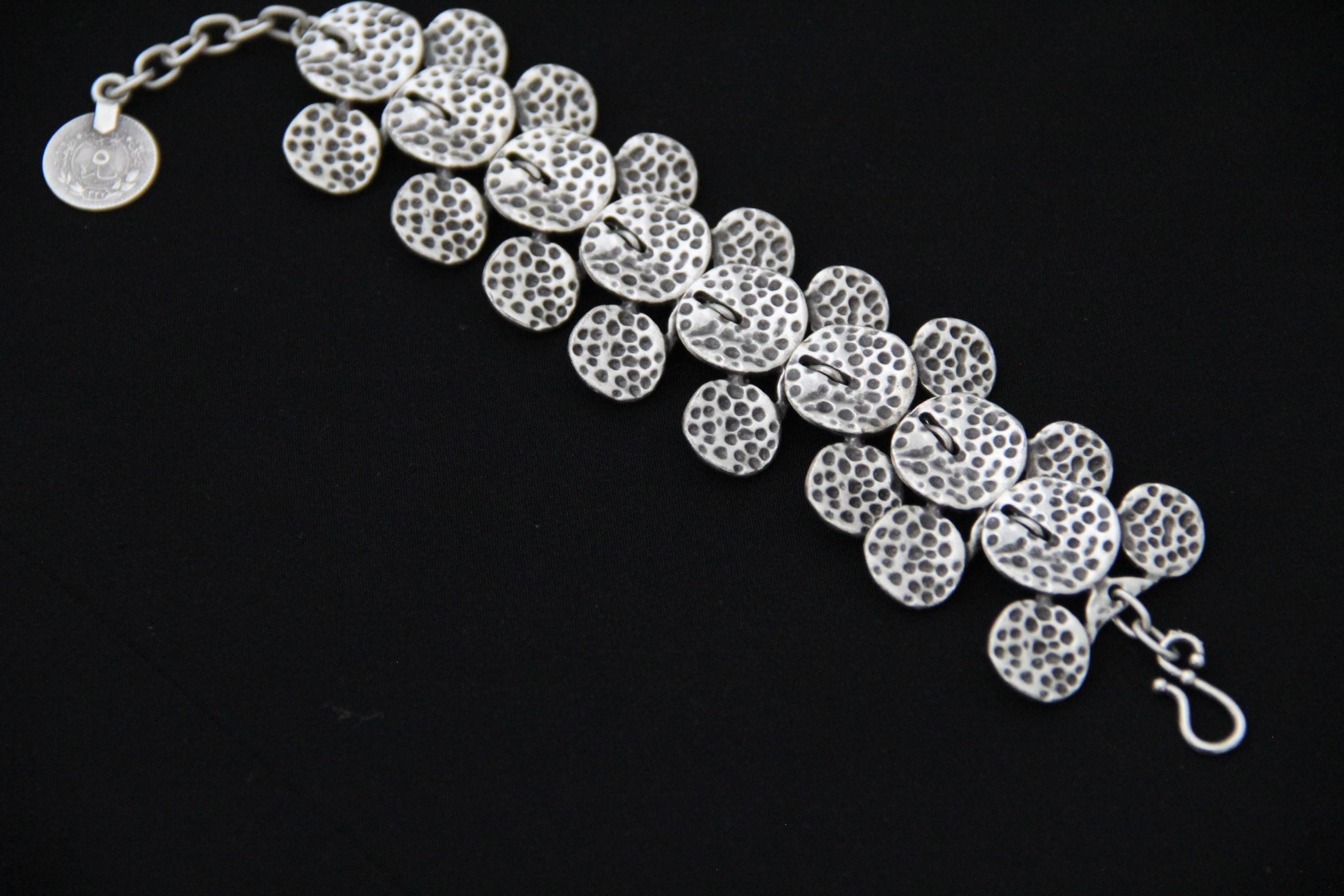 Hammered Silver Handmade Statement Bracelet