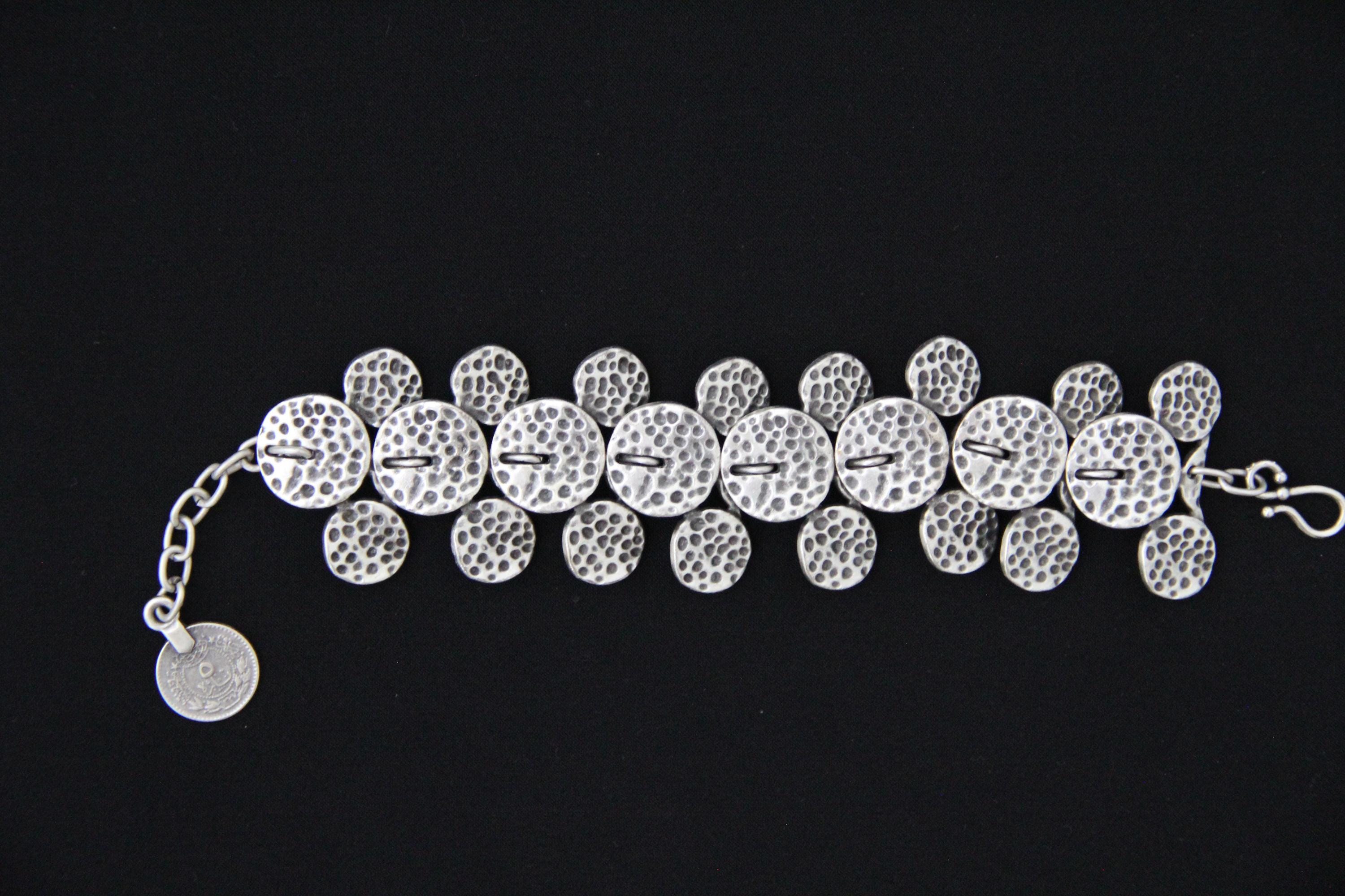 Hammered Silver Handmade Statement Bracelet