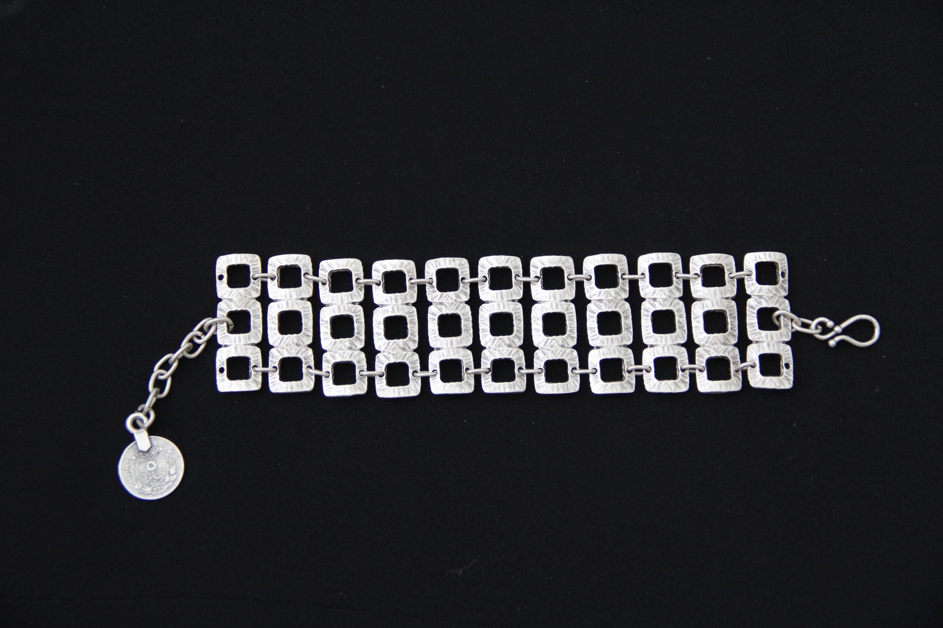 Adjustable silver handmade bracelet