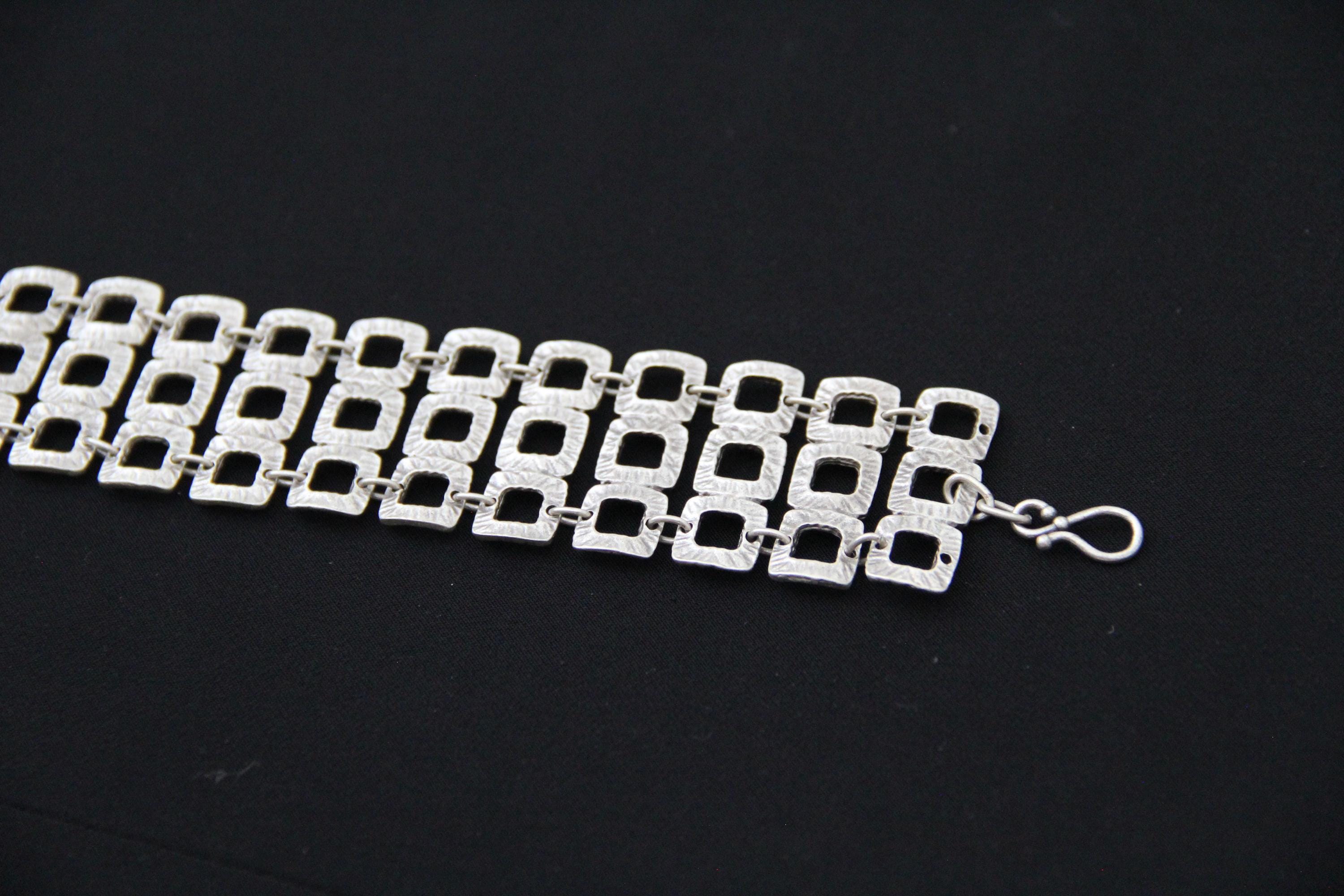 Adjustable silver handmade bracelet