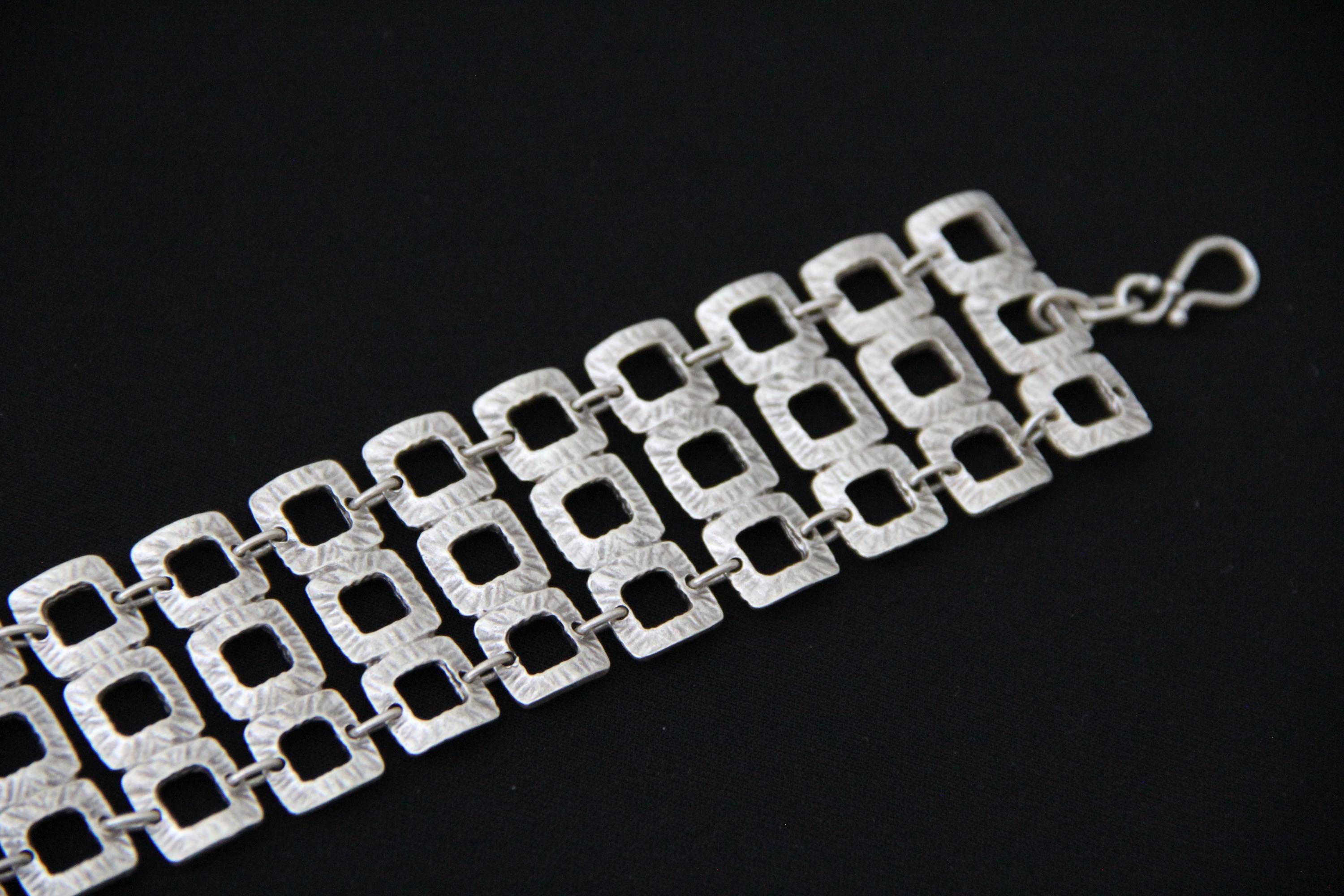 Adjustable silver handmade bracelet