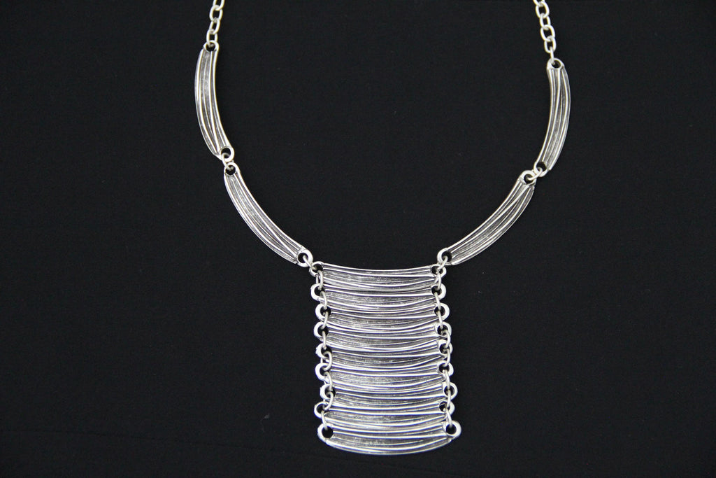 Long Silver Statement Necklace – Bold Drop Pendant, Boho Jewelry for Women