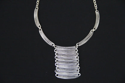 Long Silver Statement Necklace – Bold Drop Pendant, Boho Jewelry for Women