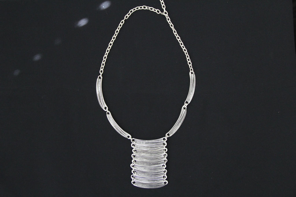 Long Silver Statement Necklace – Bold Drop Pendant, Boho Jewelry for Women