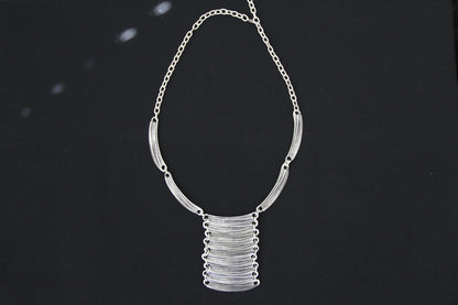 Long Silver Statement Necklace – Bold Drop Pendant, Boho Jewelry for Women