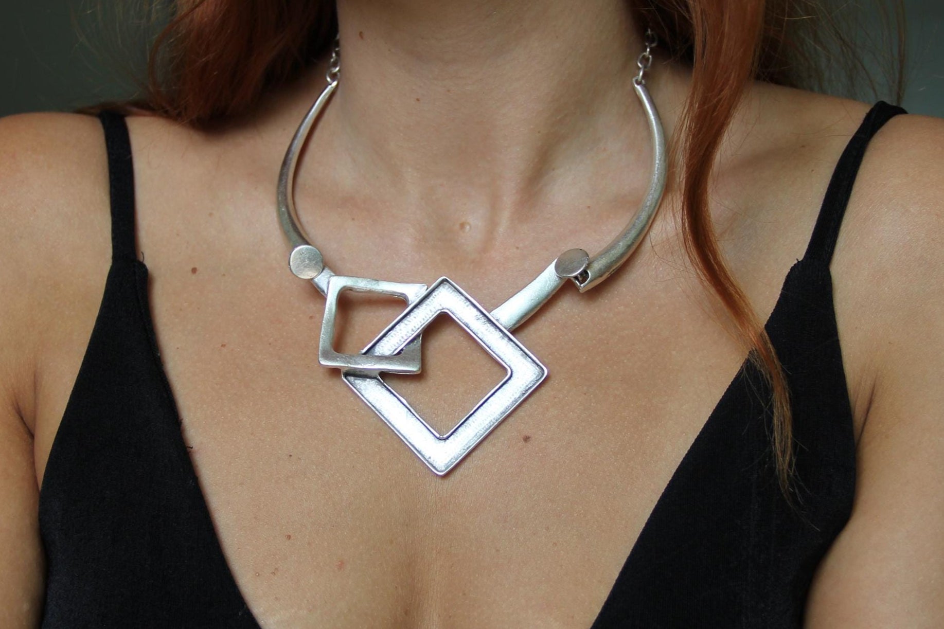 Silver Abstract Style Chocker Necklace