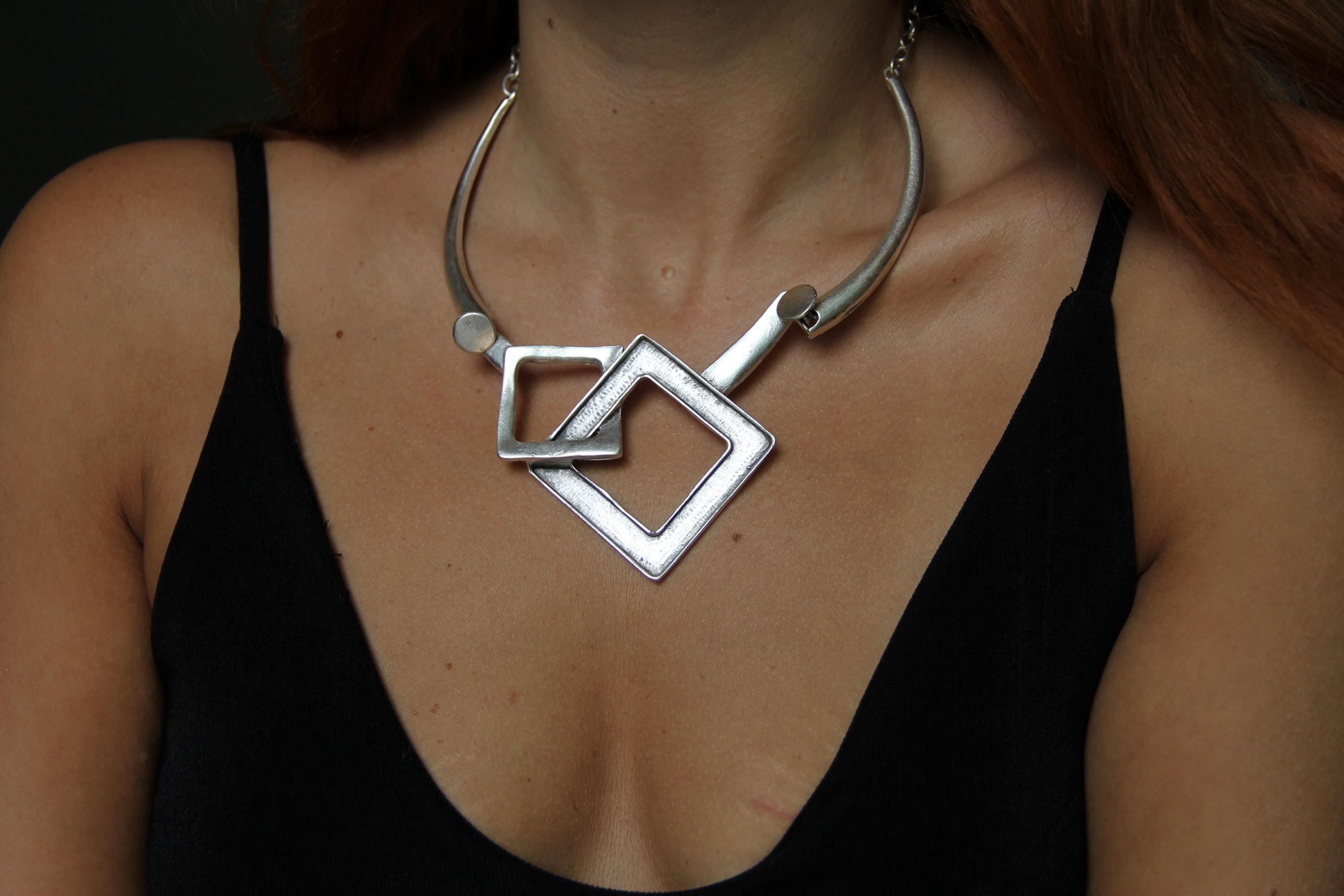 Silver Abstract Style Chocker Necklace