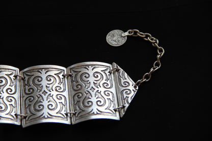 Adjustable Silver Engraved Ethnic Design Bracelet