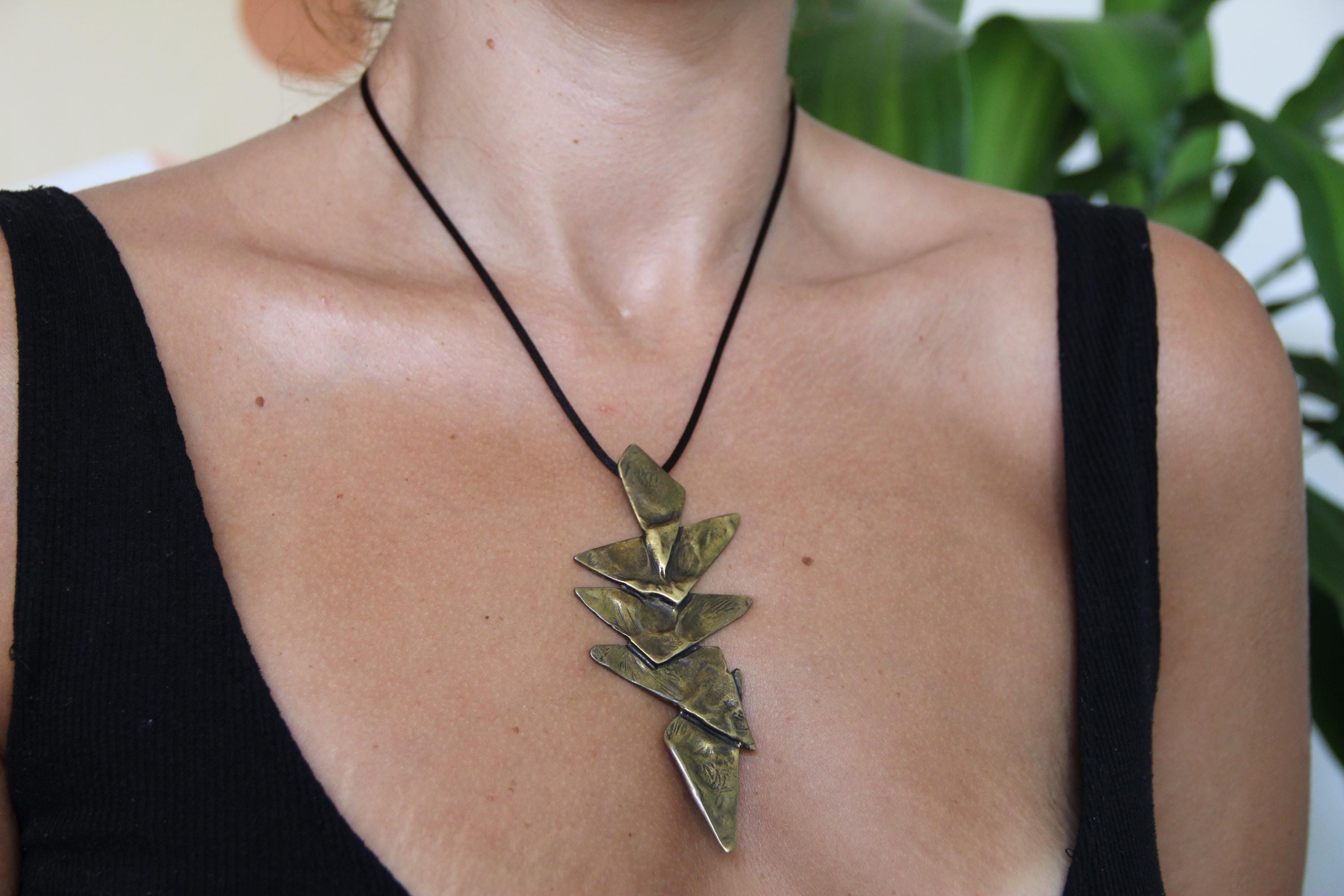 Necklace Bronze Statement Geometric Necklace