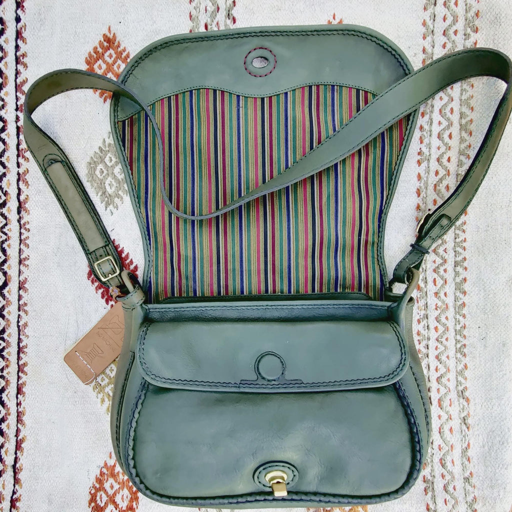 Green Genuine Leather Western Style Shoulder Bag