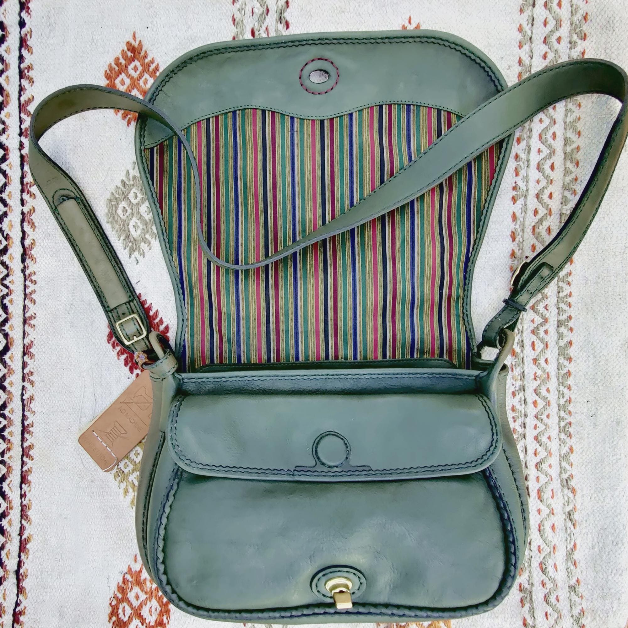 Green Genuine Leather Western Style Shoulder Bag