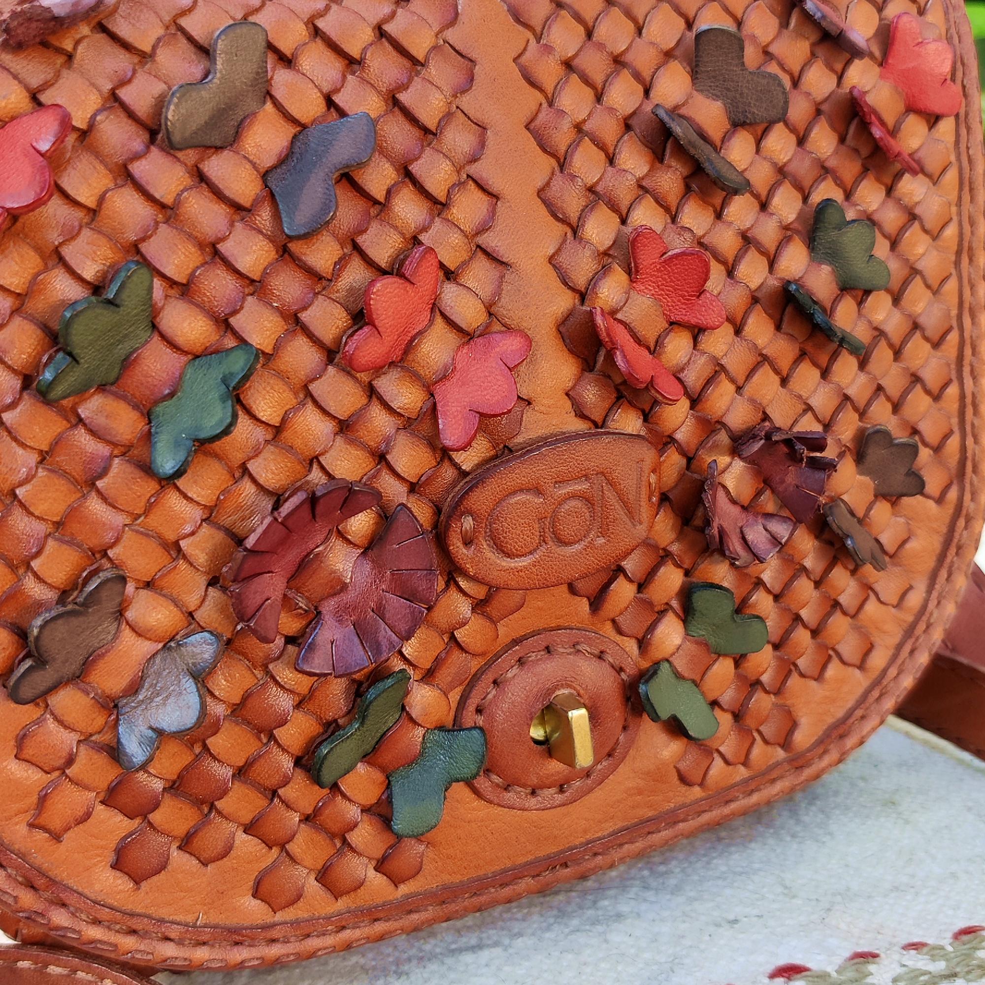 Brown Woven Leather Shoulder Bag