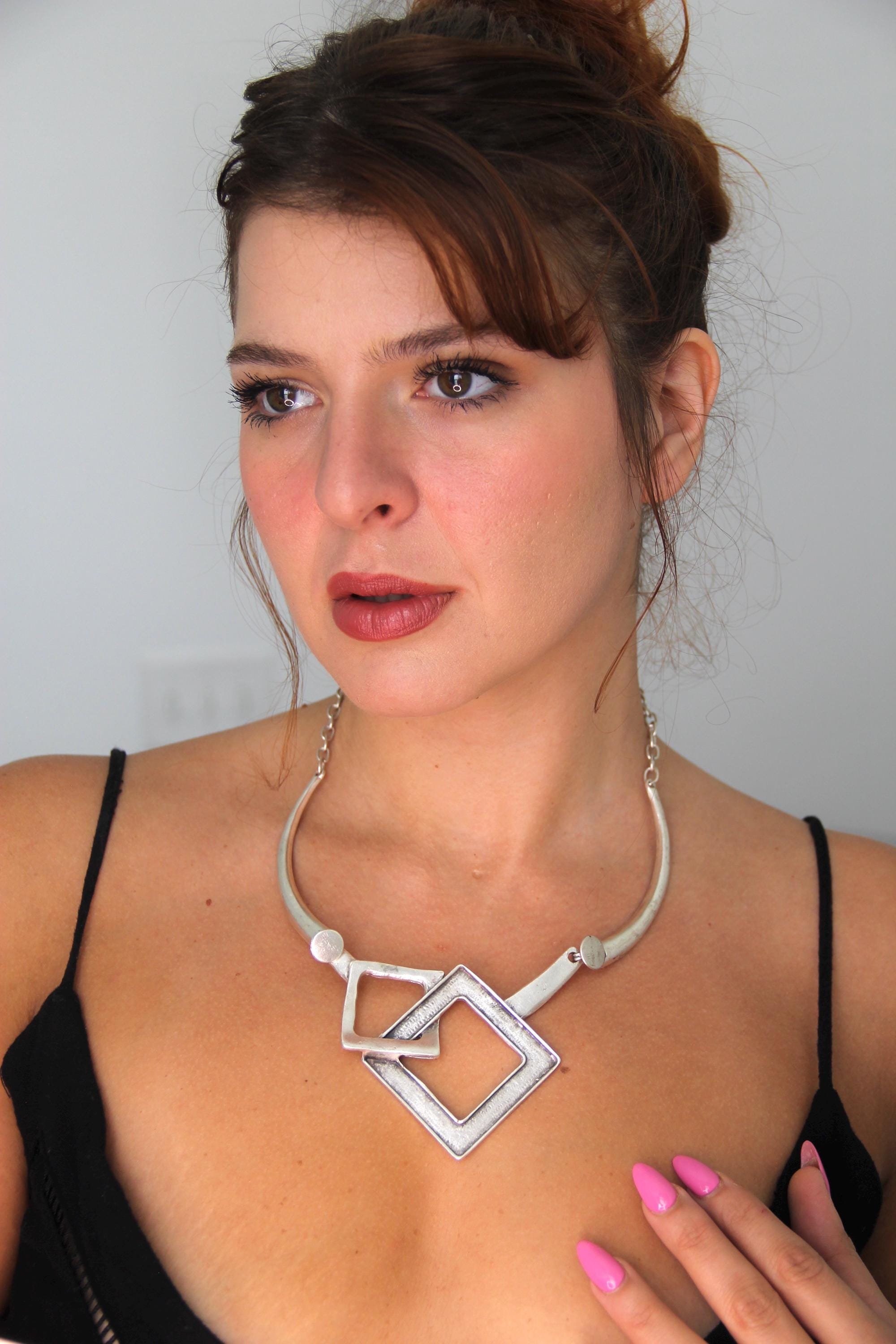 Silver Abstract Style Chocker Necklace