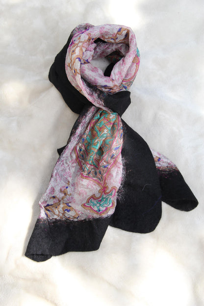 Large Silk Wool Wrap Boho Chic Scarf