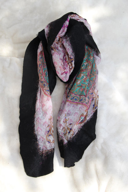 Large Silk Wool Wrap Boho Chic Scarf