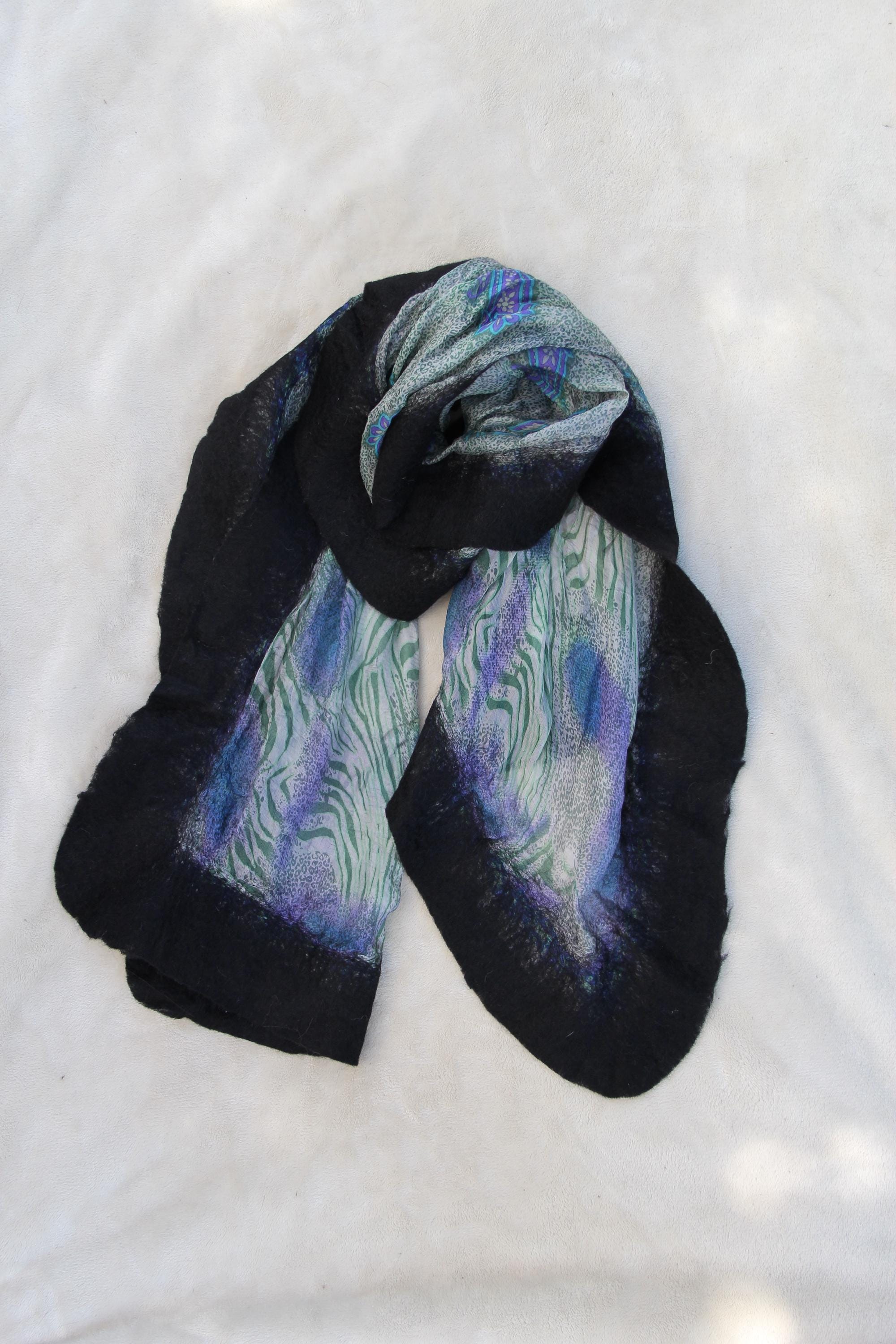 Large Silk Wool Handcrafted Wrap