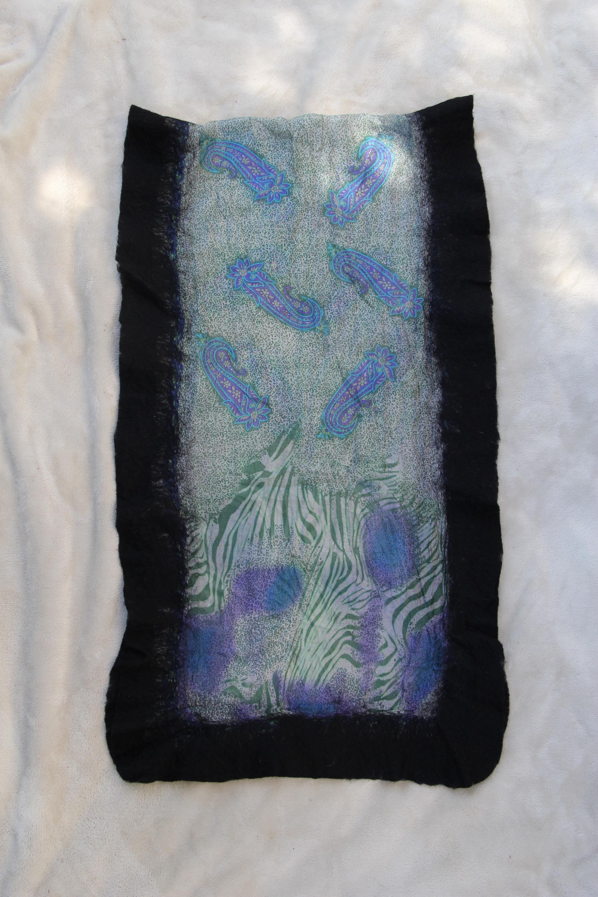 Large Silk Wool Handcrafted Wrap