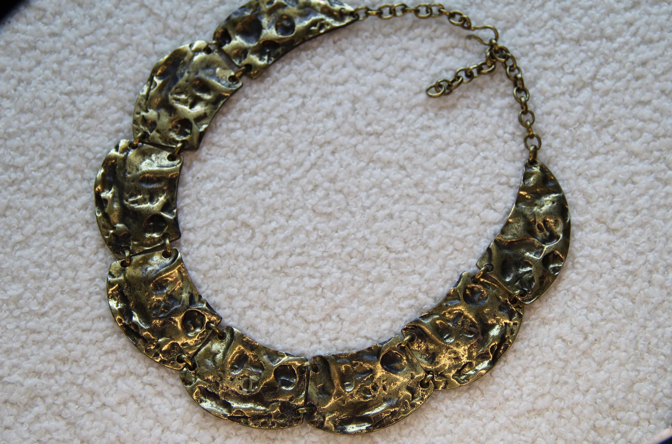 Bronze Statement Vintage Hammered Necklace