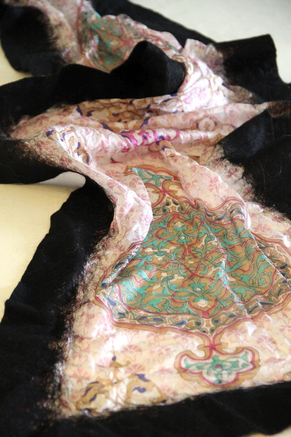 Large Silk Wool Wrap Boho Chic Scarf