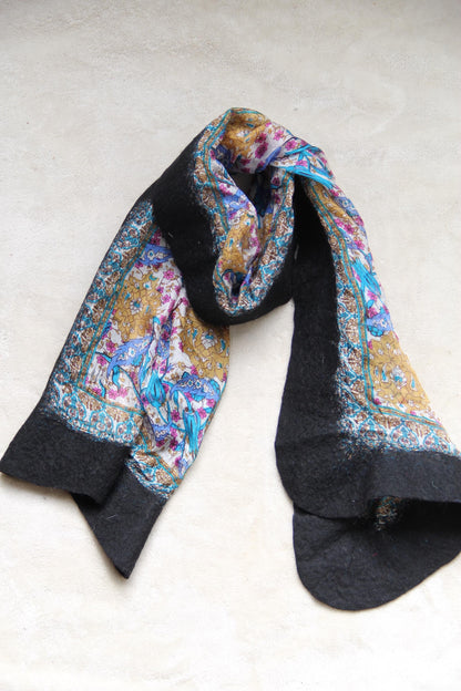Silk Wool Wrap Boho Chic Style Black Shawl