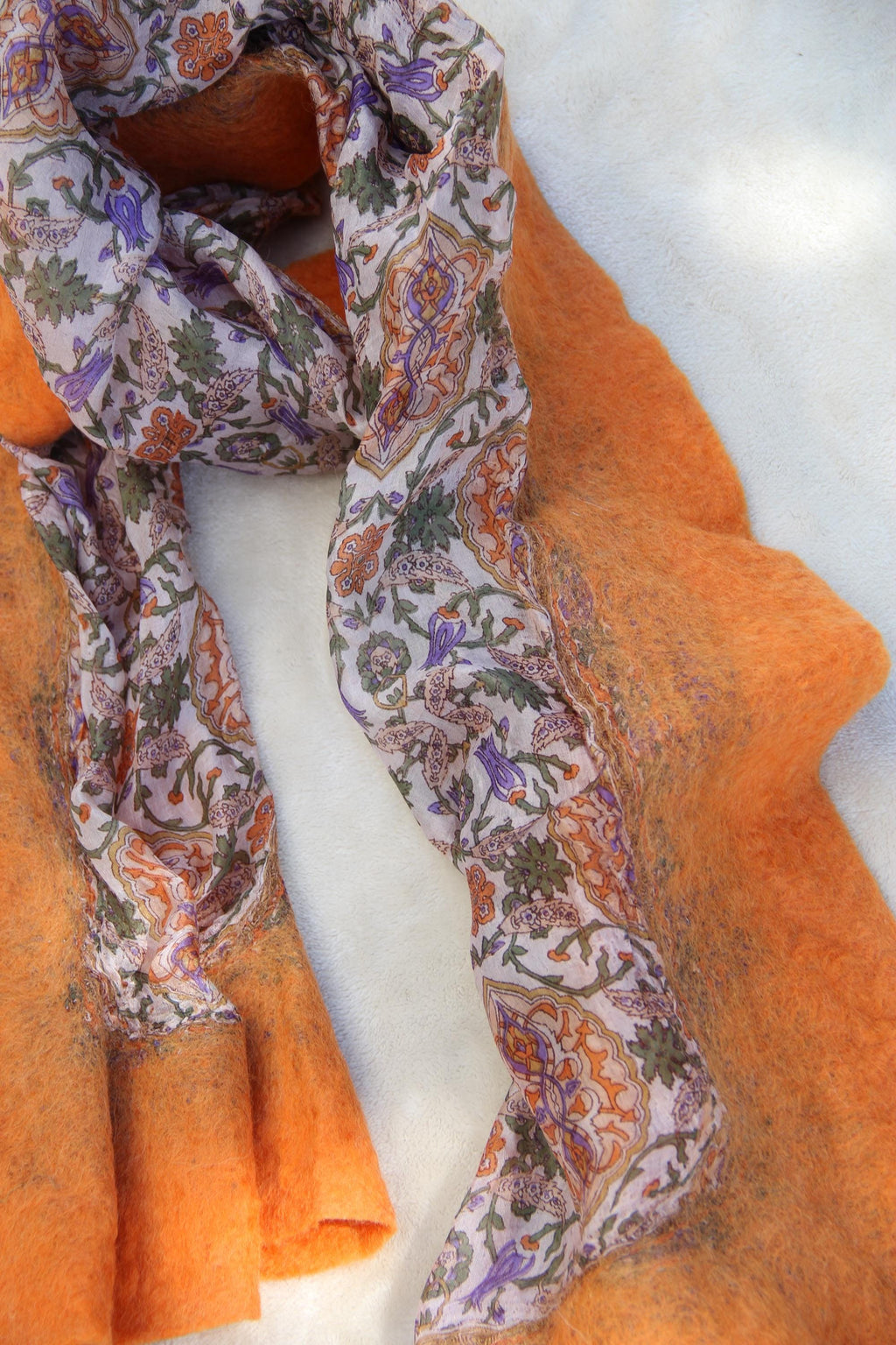 Large Boho Chic Style Silk Wool Scarf