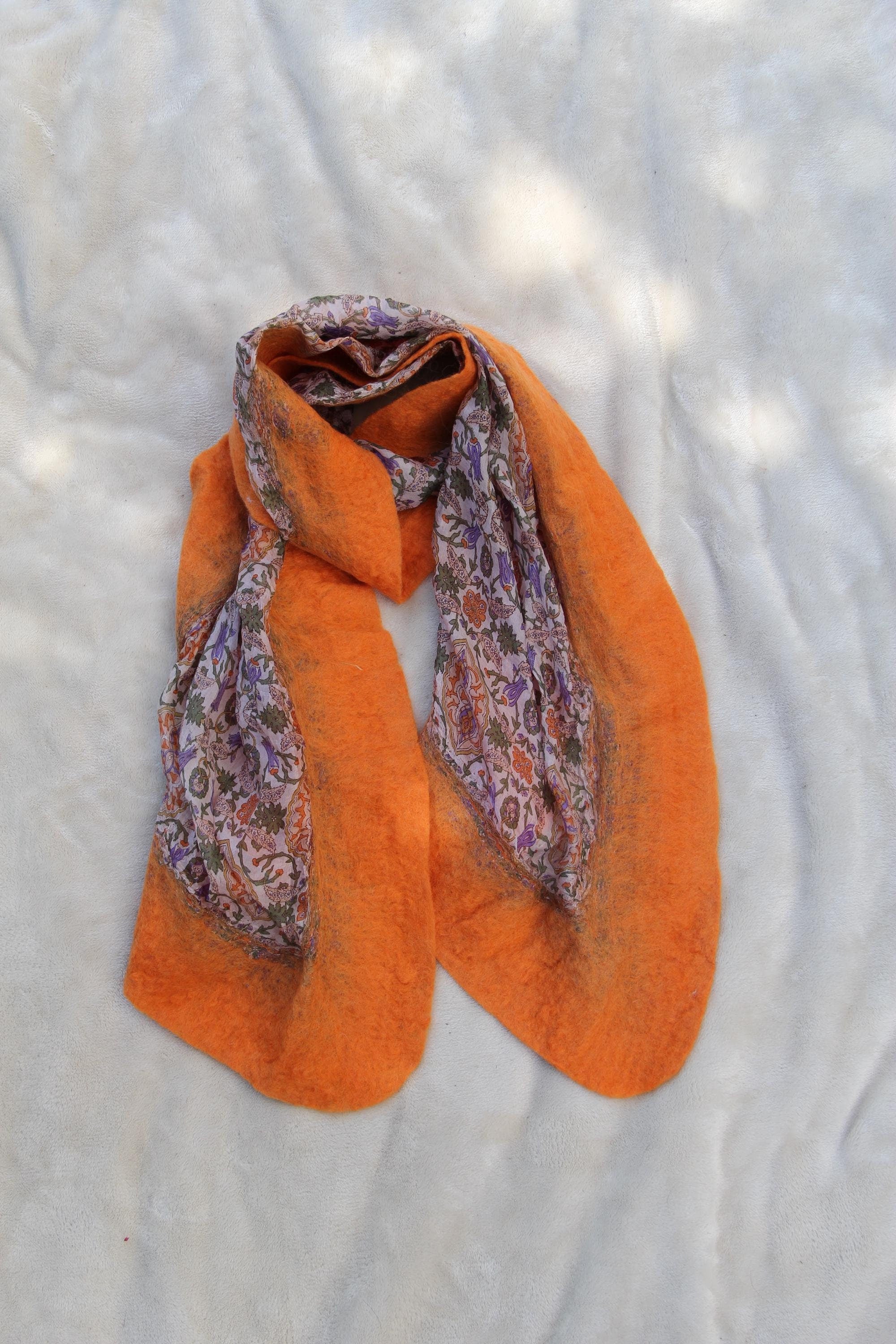 Large Boho Chic Style Silk Wool Scarf
