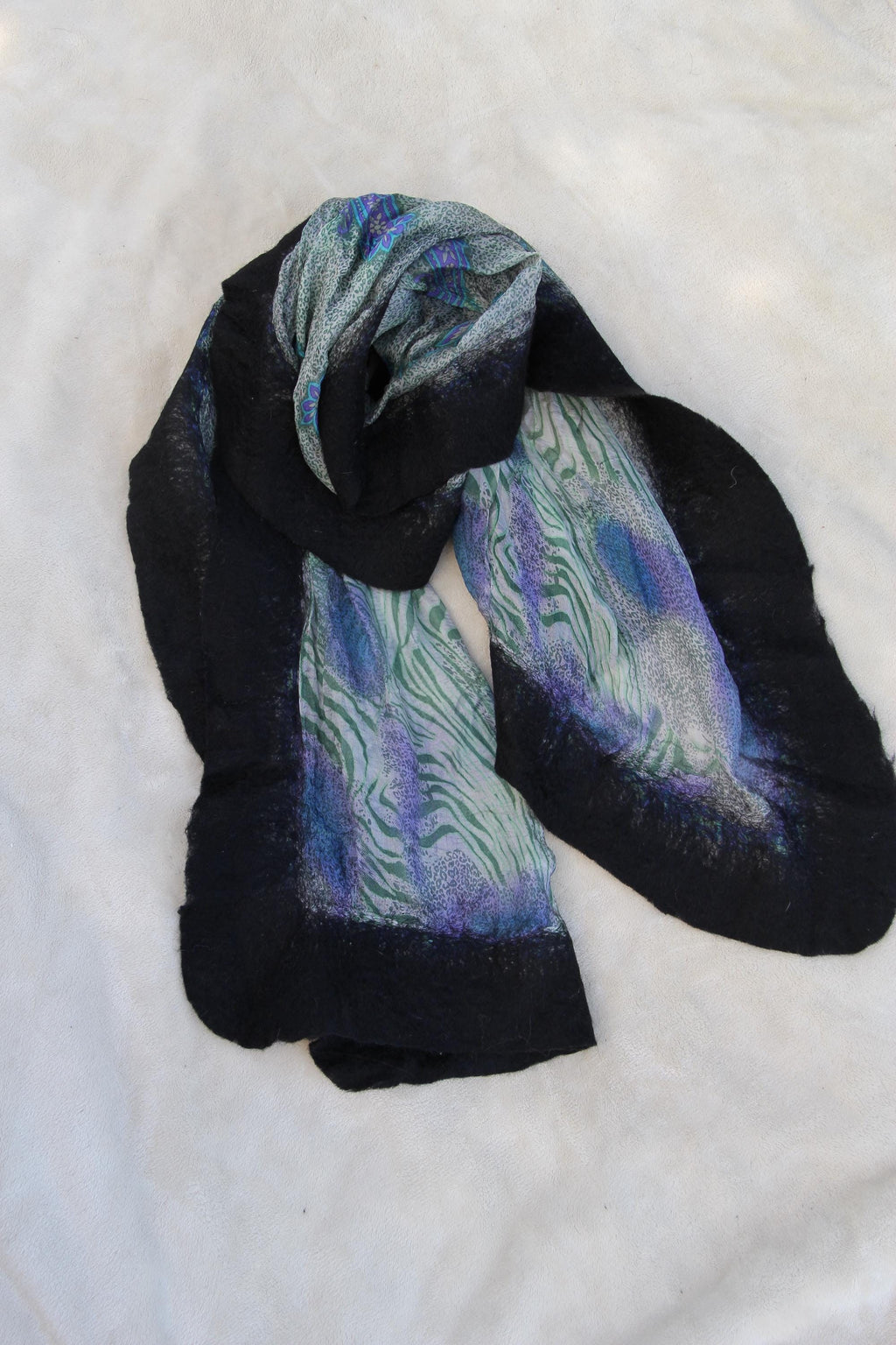 Large Silk Wool Handcrafted Wrap