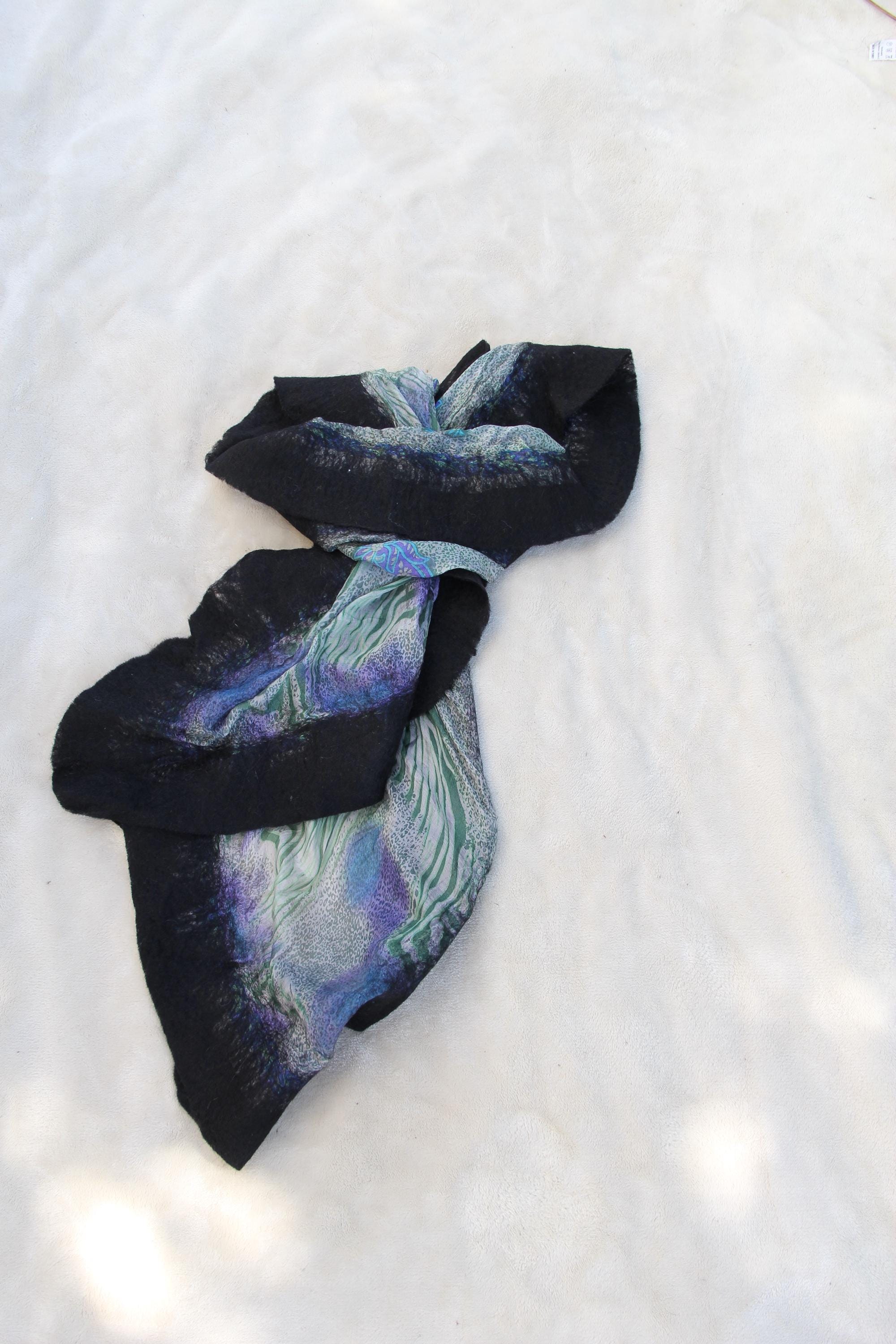 Large Silk Wool Handcrafted Wrap