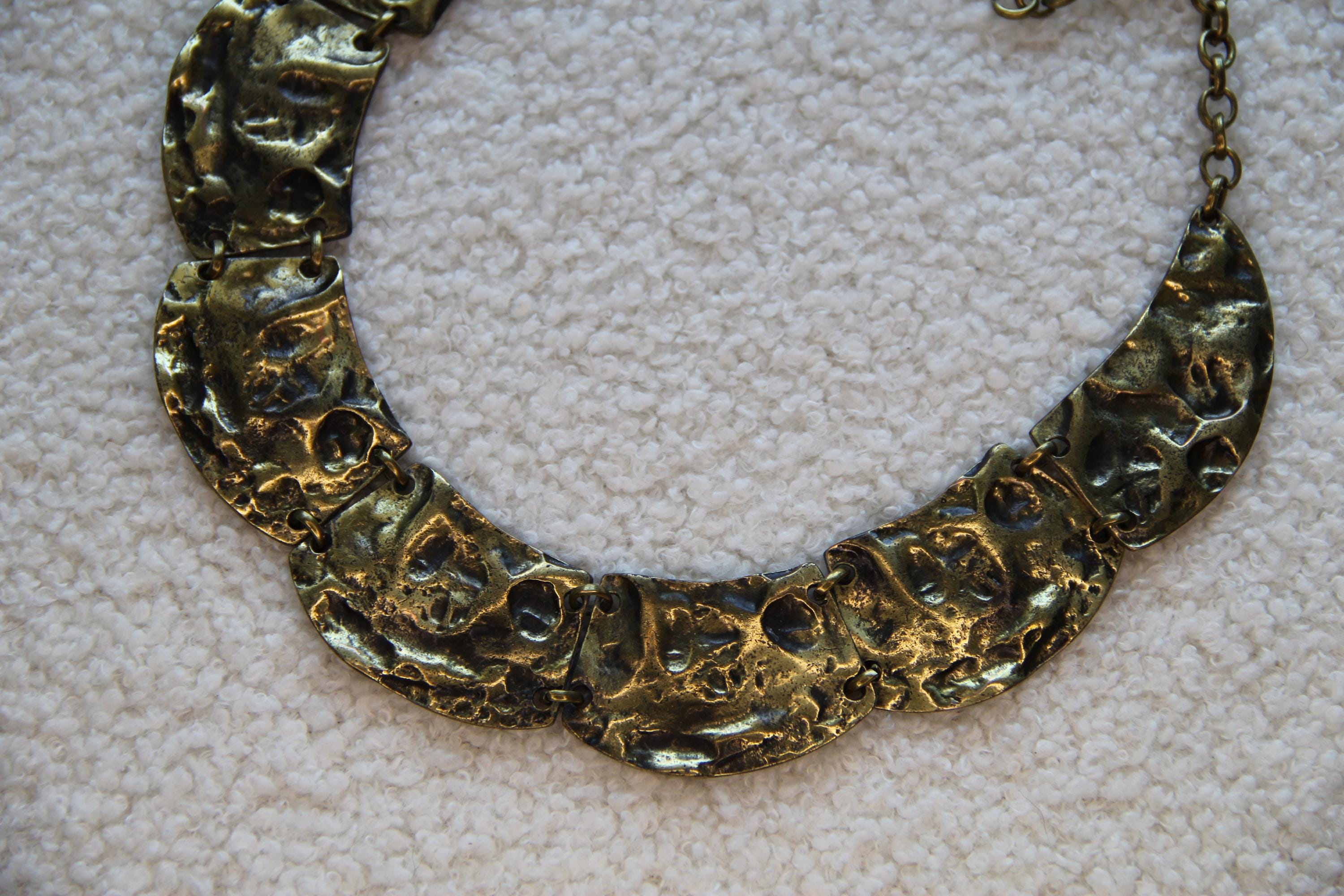 Bronze Statement Vintage Hammered Necklace