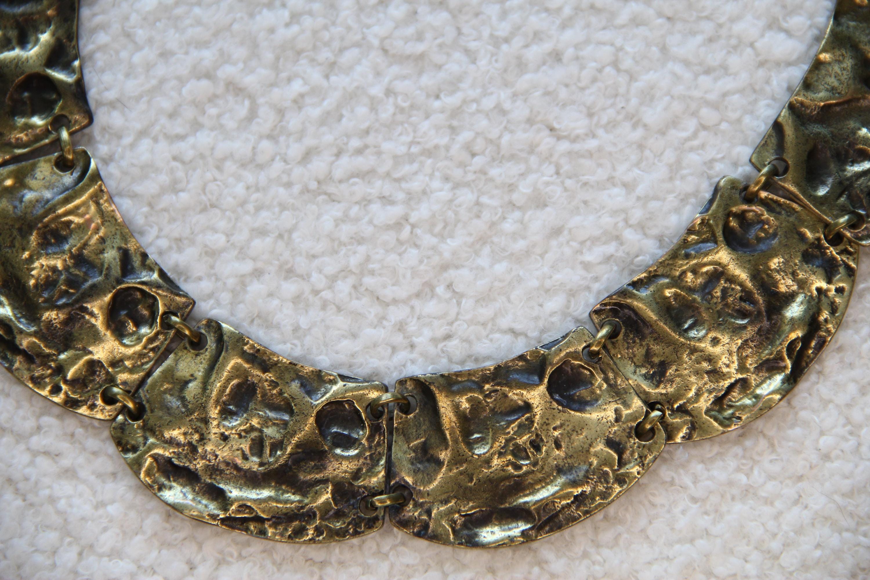 Bronze Statement Vintage Hammered Necklace
