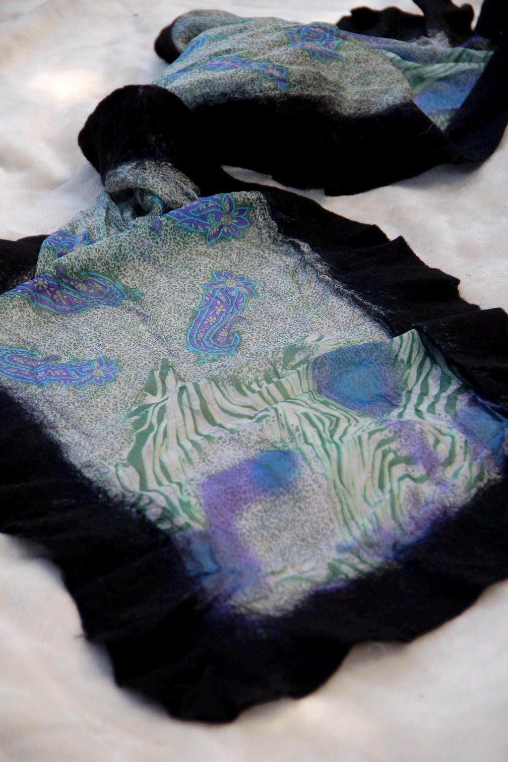 Large Silk Wool Handcrafted Wrap